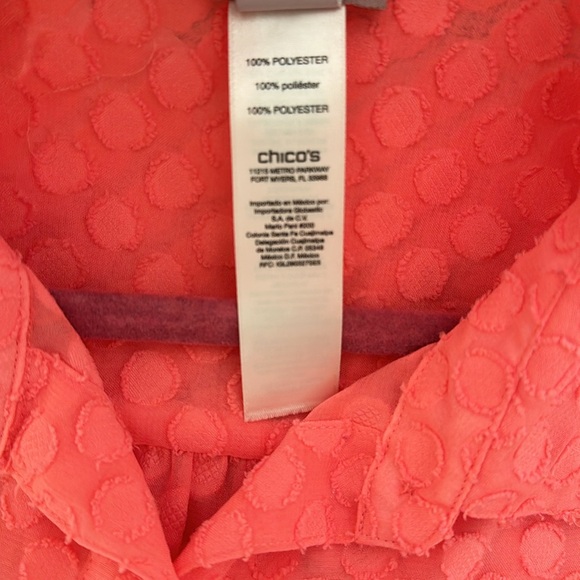 Chico’s Coral Pink Sheer Blouse - Picture 5 of 6